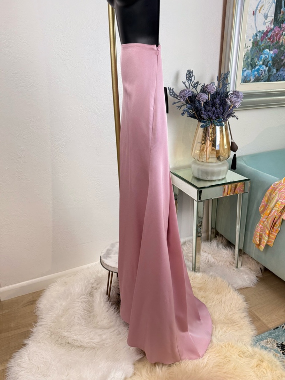 NWT Halston Astin Satin High-Low Maxi Skirt Dusty Rose Size‎ 8 - Picture 12 of 16